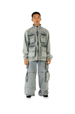 Acid Wash Cargo Jacket