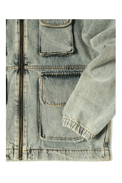 Acid Wash Cargo Jacket -footwear Elegant shop FTAR70105BLU 8