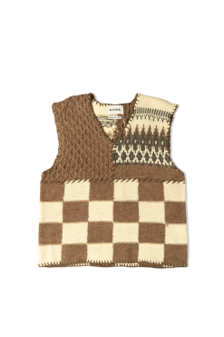Patchwork Hand-Knit Vest -footwear Elegant shop N34VE01BRW 6