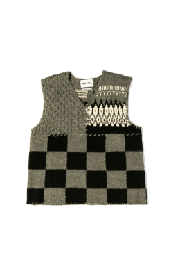 Patchwork Hand-Knit Vest -footwear Elegant shop N34VE01GRY 6