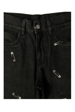 Safety Pin 5 Pocket Denim -footwear Elegant shop P22W038BLK 5